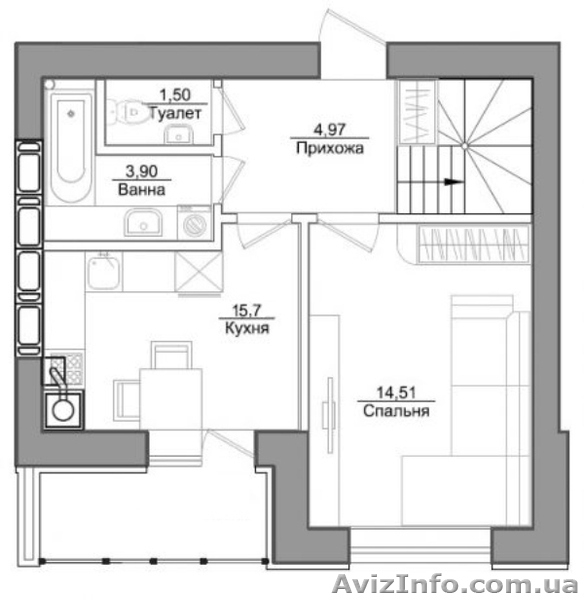 2-ком. двухуровневая с террасой (пентхаус) жк Лесная сказка 72м,кв - <ro>Изображение</ro><ru>Изображение</ru> #3, <ru>Объявление</ru> #1628696