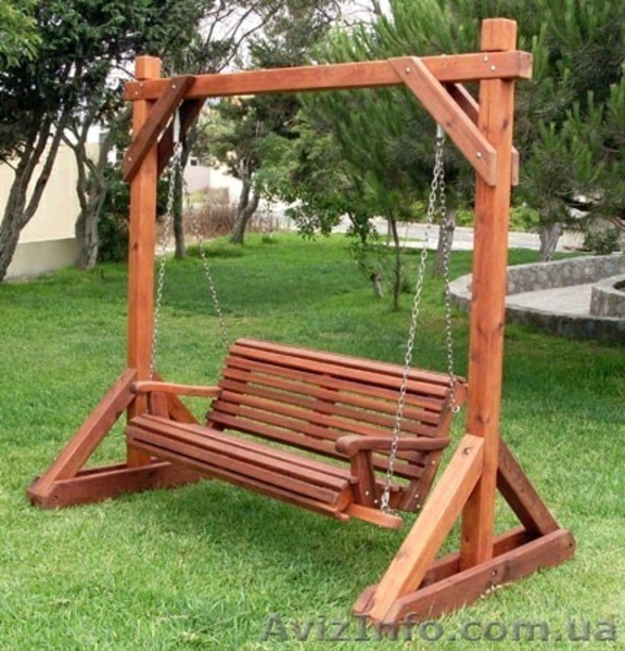 Деревянная садовая качель. Гойдалка из дерева. Качель деревянная - <ro>Изображение</ro><ru>Изображение</ru> #3, <ru>Объявление</ru> #1592122