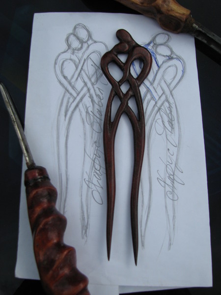 Заколки  вырезанные из корня дерева редких пород  - <ro>Изображение</ro><ru>Изображение</ru> #10, <ru>Объявление</ru> #1329278