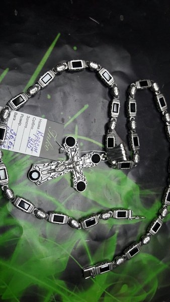 Серебряная цепочка с крестом и камнями оникс - <ro>Изображение</ro><ru>Изображение</ru> #4, <ru>Объявление</ru> #1671057