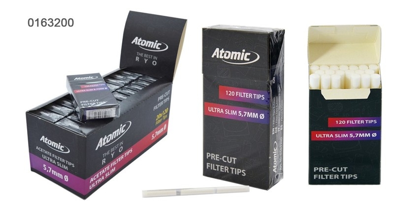 Опт фильтры для сигарет самокруток 5.7 мм ультра слим угольные Atomic - <ro>Изображение</ro><ru>Изображение</ru> #1, <ru>Объявление</ru> #1674812