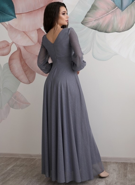 Графитовое блестящее вечернее платье с рукавами - <ro>Изображение</ro><ru>Изображение</ru> #3, <ru>Объявление</ru> #1707193