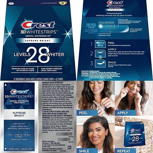 Crest Bright 3D Whitestrips 28 тон Самый высокий уровень отбеливания зубов USA - <ro>Изображение</ro><ru>Изображение</ru> #1, <ru>Объявление</ru> #1133777