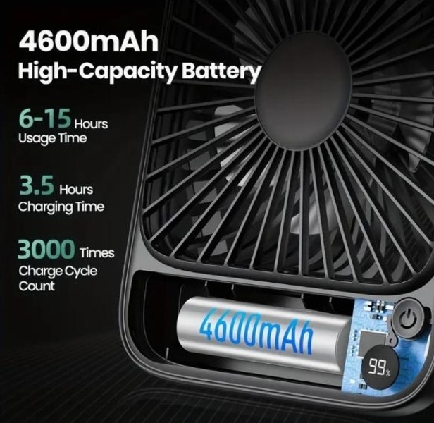 Портативний акумуляторний вентилятор, час роботи 10 годин - <ro>Изображение</ro><ru>Изображение</ru> #3, <ru>Объявление</ru> #1747505