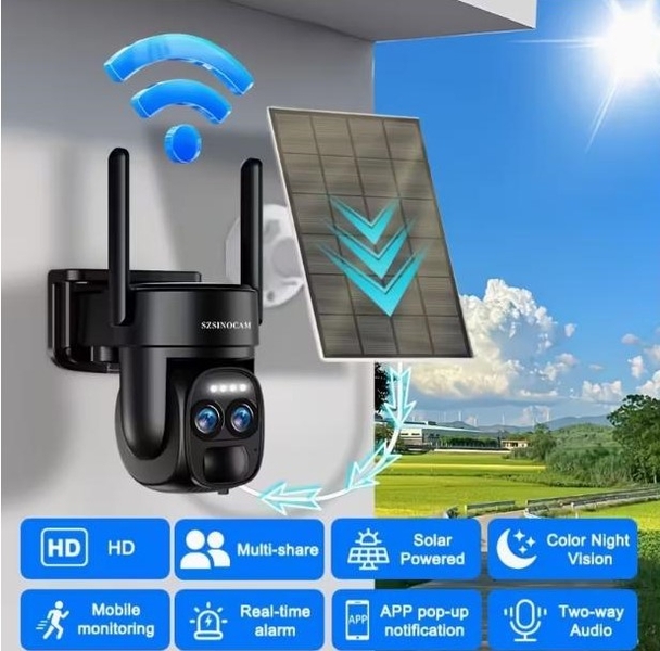 Сонячна Wi-Fi камера безпеки 1080p з кольоровим нічним баченням, прожектором - <ro>Изображение</ro><ru>Изображение</ru> #6, <ru>Объявление</ru> #1751562