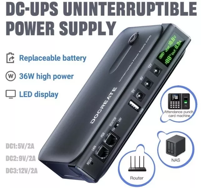 DC-UPS 36Вт DC1036L Джерело безперебійного живлення 5В 9В 12В 24В для роутера - <ro>Изображение</ro><ru>Изображение</ru> #8, <ru>Объявление</ru> #1747960