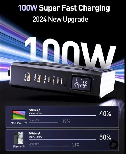 Портативний зовнішній акумулятор MOVESPEED Z70Pro 70000mAh Power Bank із швидкою - <ro>Изображение</ro><ru>Изображение</ru> #3, <ru>Объявление</ru> #1754625