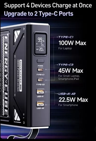 Портативний зовнішній акумулятор MOVESPEED Z70Pro 70000mAh Power Bank із швидкою - <ro>Изображение</ro><ru>Изображение</ru> #4, <ru>Объявление</ru> #1754625
